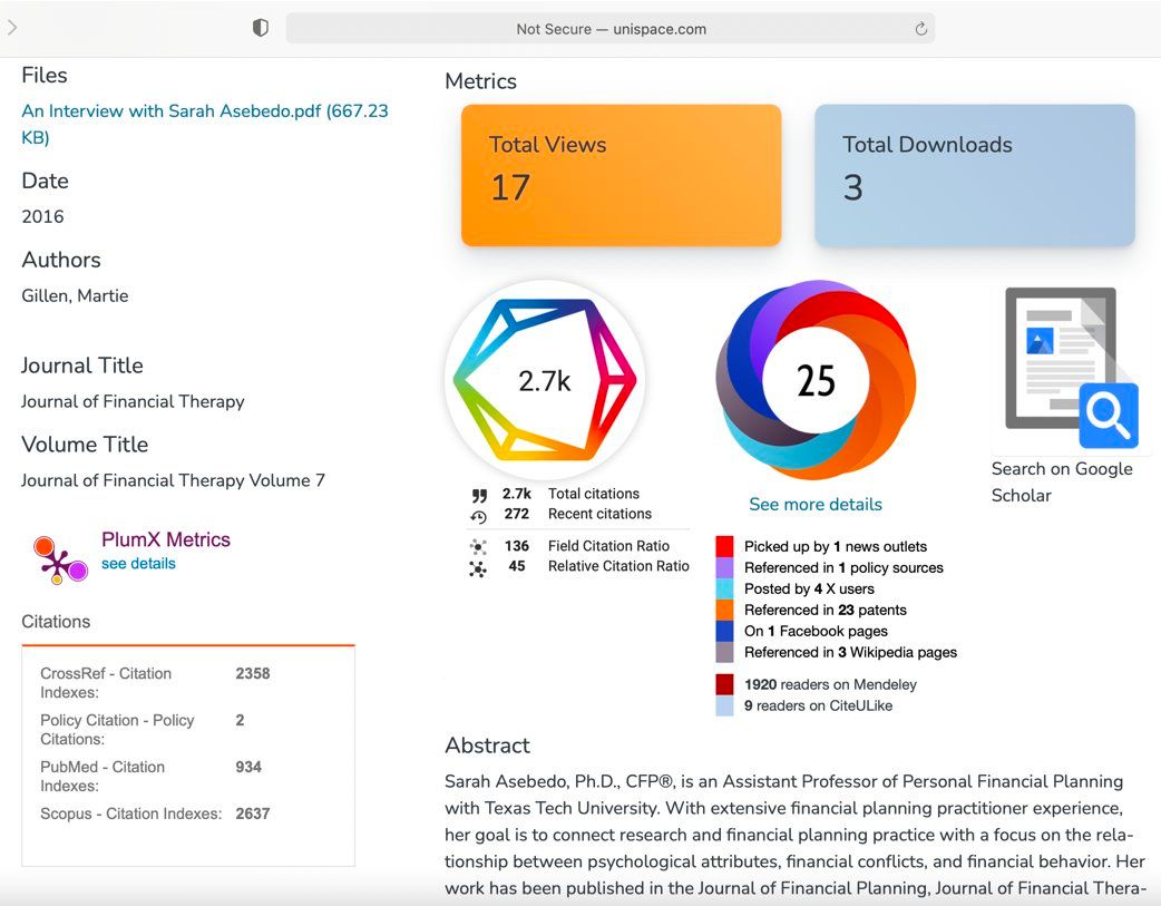 DSpace PlumX Metrics Integratin Ready